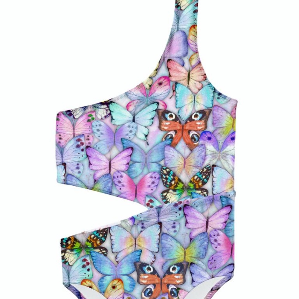 Girl swimwear stella cove butterfly purple multi color
